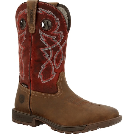 Rocky Men's Waterproof Western Boot, 12 W, Steel Toe, 11 in H, Tan Red, RKW0341 RKW0341